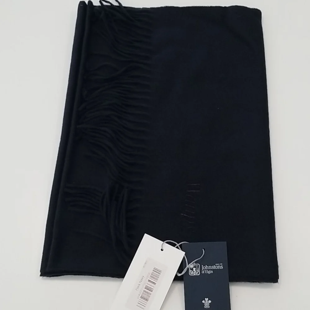 NWT Men's Johnston's of Elgin Large Cashmere Scarf in Navy